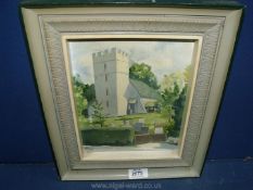 A framed Oil on board of Bridge Sollers' church, initialled lower left F.W.