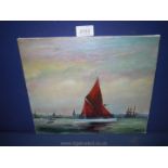 A painting of a Ship on canvas, signed lower right Bradshaw,