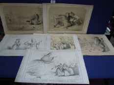 Three unframed Touchstone POlitical sketch prints including 'The Oxford Incubator',