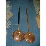 Two Copper warming pans