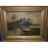 A framed Oil on canvas of a country landscape entitled 'The Dawn of the Day' (pre 1899),