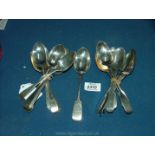 Miscellaneous Silver dessert Spoons, London & Sheffield makers. 808g total.
