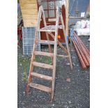 A set of five tread wooden painter's steps.