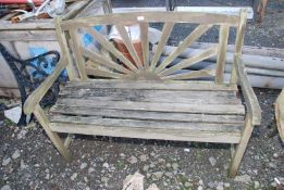 A wooden garden seat, 4' long,