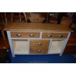 A kitchen work top four drawer unit. 63" long x 18 1/2" deep x 35 1/2 tall.