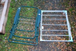 A clothes airer and deck chair metal frame