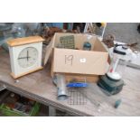 Quantity of bird feeders, clock,