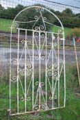 A painted metal garden gate, 76" high x 43" wide, requires attention.