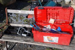 A tool box and contents, various tools,