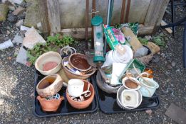 Various garden planters, compost,