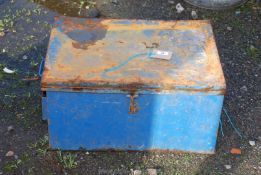 A two section metal trunk.
