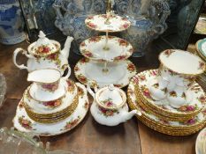 A Royal Albert "Old Country Rose" Dinner and tea service comprising six dinner, six dessert plates,