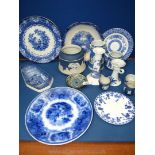 A quantity of miscellaneous blue & white china to include;