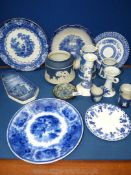 A quantity of miscellaneous blue & white china to include;