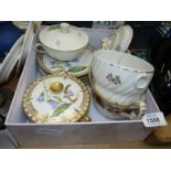 Two Danish Kjobenhavn china soup cups with lids and stands plus other stands,