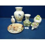 A quantity of china including Aynsley vase, 7 1/4" tall, Poole wall plate 437 Scene VII,