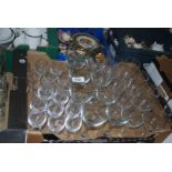 A quantity of glasses including wine, sherry etc and a set of six Stuart cut glass sherry glasses.