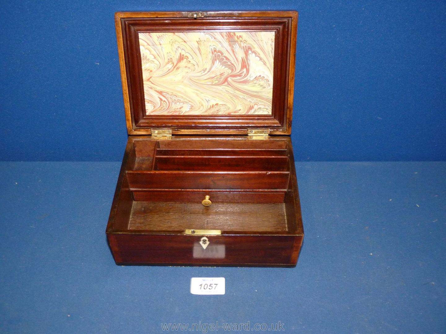 A Mahogany inlaid jewellery Box c. 1910, key present, 8 1/4" long x 6" wide x 3" deep. - Image 2 of 2
