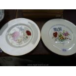 A pair of 10 3/4" diameter Wedgwood dinner plates, hand decorated with colourful flowers,