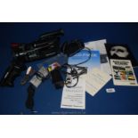 A Sony Handycam Video 8 Camcorder CCD-F500E with charger, battery and rare Sony GP-80 Pistol Grip.