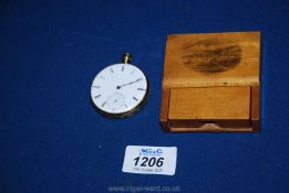 A Mauchline Ware travelling pocket watch case/stand with a scene at Ventron,