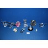 A quantity of glass paperweights including Cristallerie Lorraine duck and owl, Holmegaard eskimo,