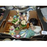 A box of figures and ornaments to include Border Fine Arts, Tailor of Gloucester, Wade,