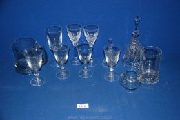 A quantity of glass including two Wedgwood wine glasses, Krosno Polish tankard, bells,