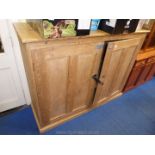 A Victorian school two door Pine Cupboard, originally from Waunllwyd Junior School, Ebbw Vale,