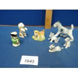 A small quantity of miniature china ornaments including a family of Schnauzers (adult and three