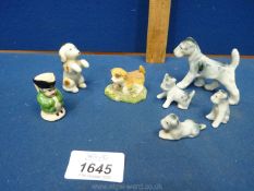 A small quantity of miniature china ornaments including a family of Schnauzers (adult and three