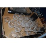 A quantity of glass including cut glass wine glasses, brandy goblets, sherry glasses etc.