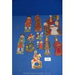 A quantity of wax Christmas tree decorations including ladies, gents, flower baskets, soldiers, etc.