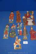 A quantity of wax Christmas tree decorations including ladies, gents, flower baskets, soldiers, etc.