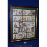 A framed set of 20 Wills cigarette cards 'Old Sundials', including Wilton Bridge,