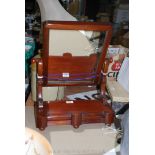 A small Oak dressing table Mirror with two drawers to base. 22" tall x 16" wide.