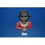 A vintage novelty Money Box in the form of a bust of African gentleman,