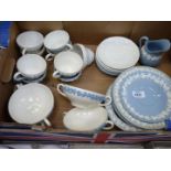 A quantity of Wedgwood Queens Ware of various colours to include; nine cups (3 a/f),