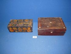 Two wood boxes, one 9 1/2" long x 4 3/4 wide x 9 3/4" deep,