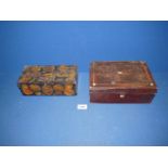 Two wood boxes, one 9 1/2" long x 4 3/4 wide x 9 3/4" deep,