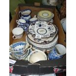 A quantity of china including blue and white cups, saucers etc., some Coalport (a/f.