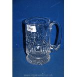 A Royal Doulton cut glass tankard, 6" tall.