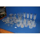 A Nachtmann German vase, ice bucket, Champagne flutes, three Champagne saucers, Sherry glasses, etc.