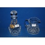 A Webb Corbett decanter and unmarked cut glass water Jug