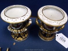 A pair of pretty miniature Crown Derby urn style Vases, with date mark for possibly 1782.