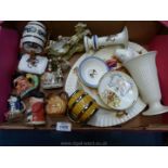 Miscellaneous china to include a Wedgwood white vase, Toby jugs, meat plates etc.