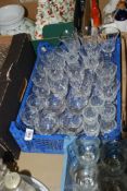 A quantity of miscellaneous stemmed glasses including cut glass sherry glasses etc.