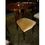 A most attractive circa 1900 dark Mahogany side Chair profusely decorated to the backrest with