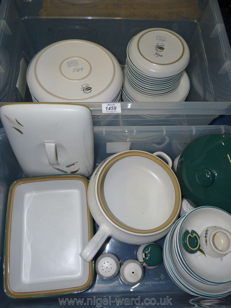 A good quantity of Denby 'Green-wheat' Dinnerware including dinner and side plates, three cruets, - Image 2 of 2