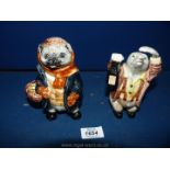 Two Cinque Ports Pottery, Wind in the Willows figures - Mole, 6" tall and Hedgehog 5 3/4" tall.